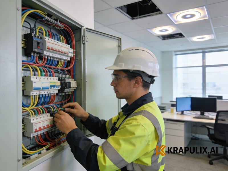 Villanyszerelés irodában